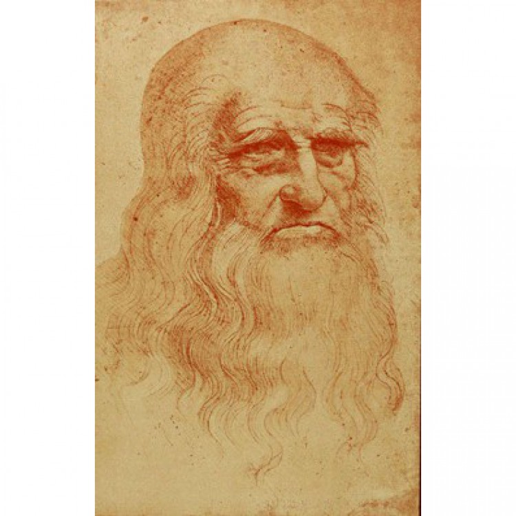 Olieverf schilderij zelfportret Leonardo da Vinci foto 1