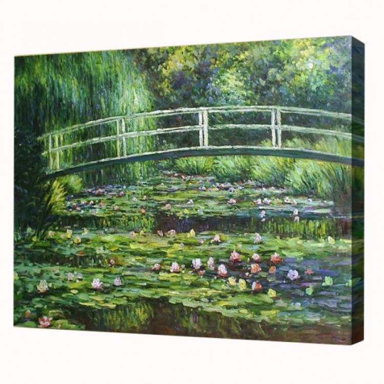 Olieverf schilderij Brug Water Lelies II foto 1