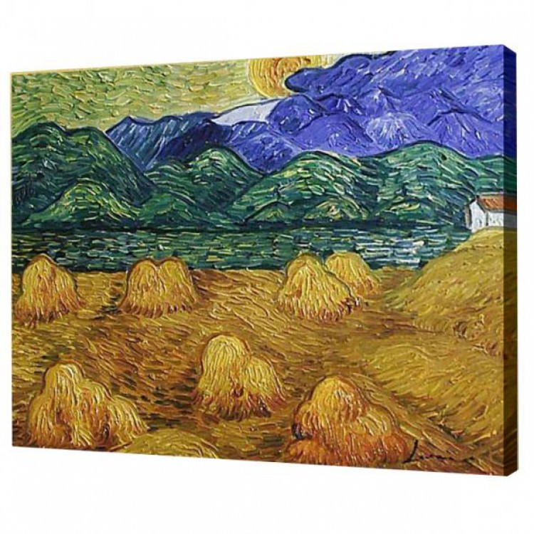 Schilderij Landschap korenschelven  foto 1