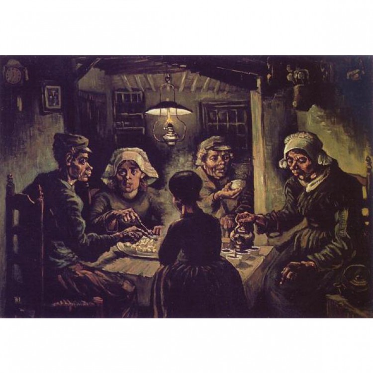 Reproductie schilderij De aardappeleters Van Gogh foto 1