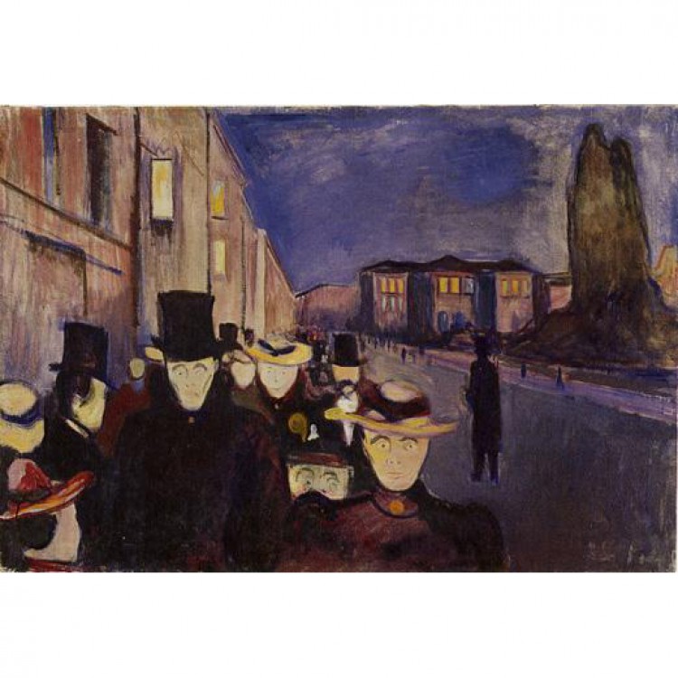 Schilderij Evening on Karl Johan street foto 1
