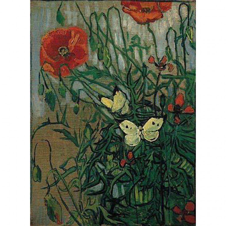 Schilderij Vlinders en klaprozen foto 1