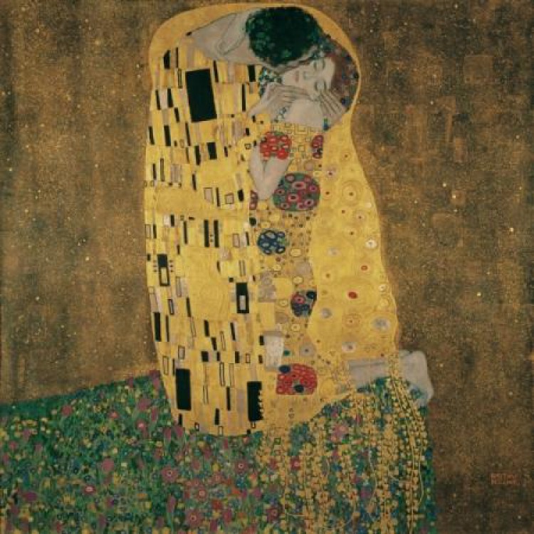 Olieverf schilderij Der Kuss foto 1
