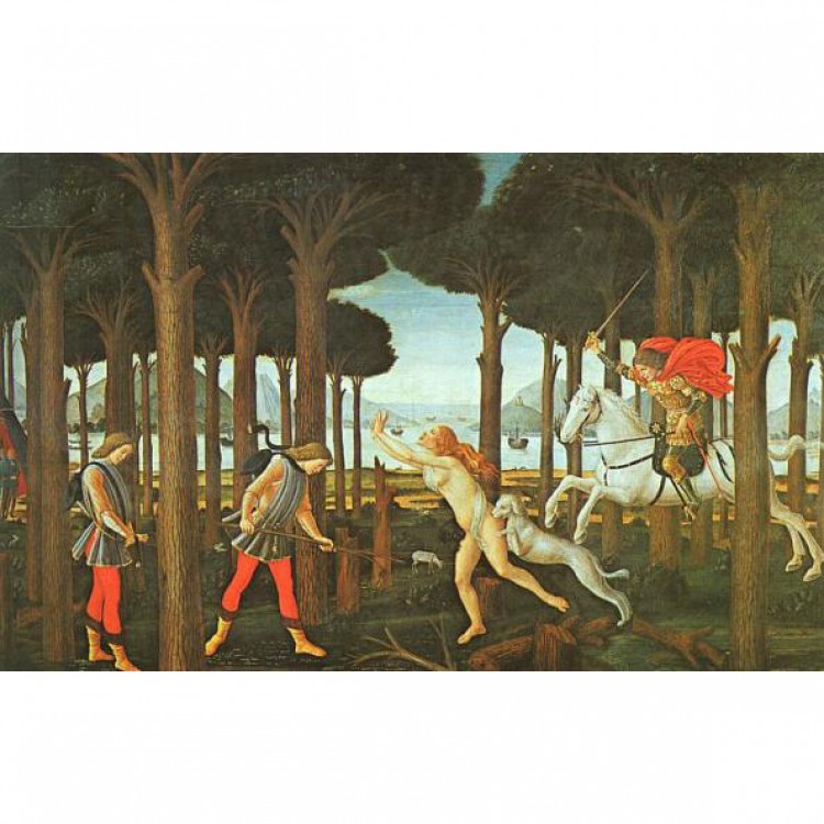 Schilderij Panel I of the story of Nastagio foto 1