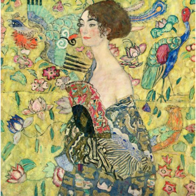 Olieverf schilderij Frau mit Facher  foto 1