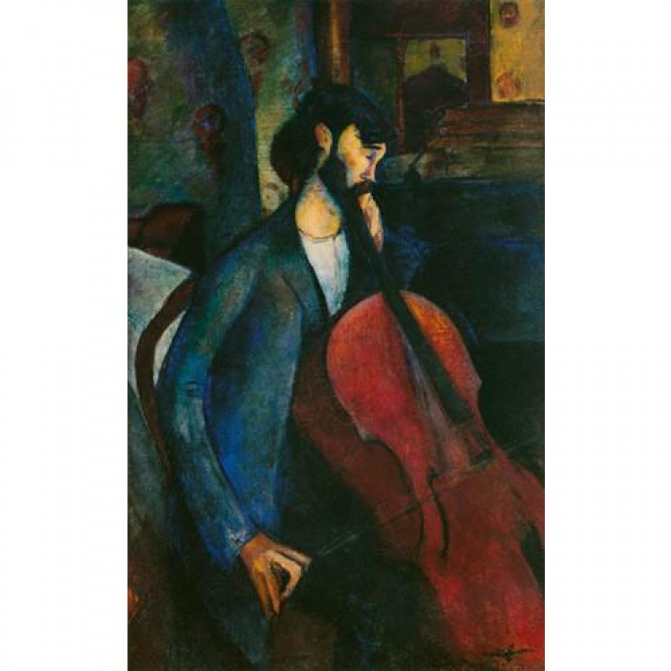 Olieverf schilderij De Cellist foto 1