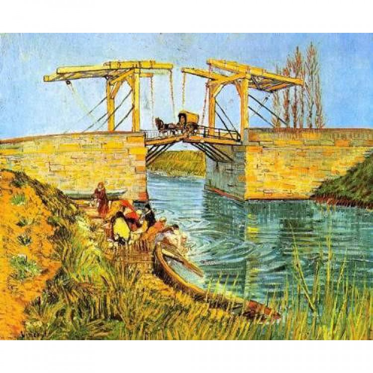 Schilderij ophaalbrug met rijtuig foto 1