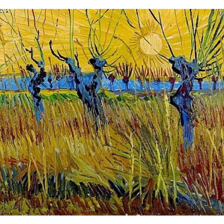  Schilderij Knotwilgen bij zonsondergang foto 1
