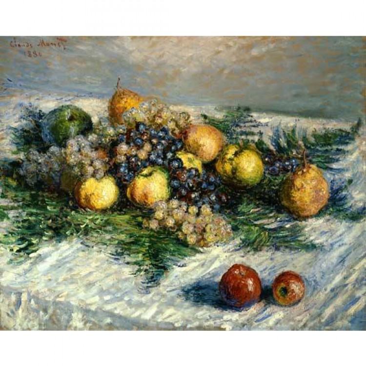 Schilderij Stillleben mit Birnen und Trauben foto 1