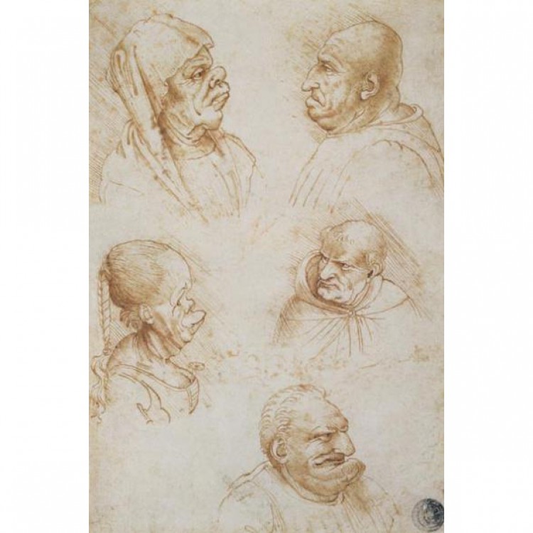 Schilderij Five Studies of Grotesque Faces foto 1