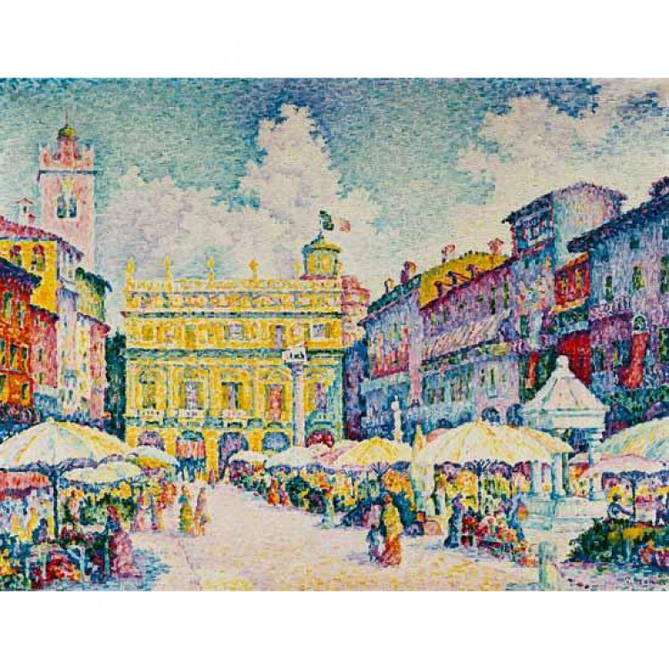Schilderij Piazza d'Erbe in Verona foto 1