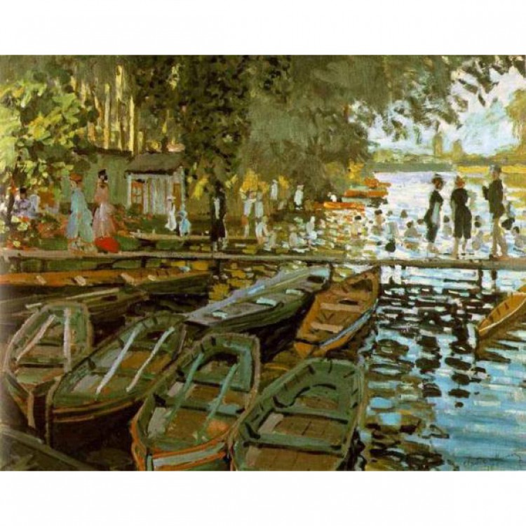 Schilderij La Grenouillère: badhuisjes, bootverhuur en ponton foto 1
