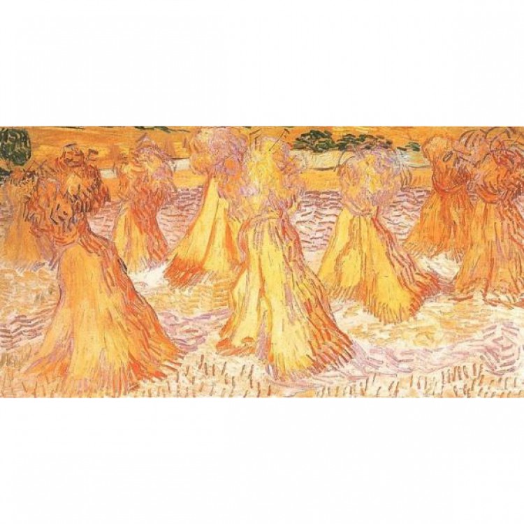 Schilderij Veld met korenschoven  foto 1