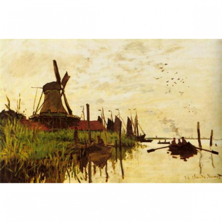 Schilderij Reproductie Watermolen Bij Zaandam foto 1