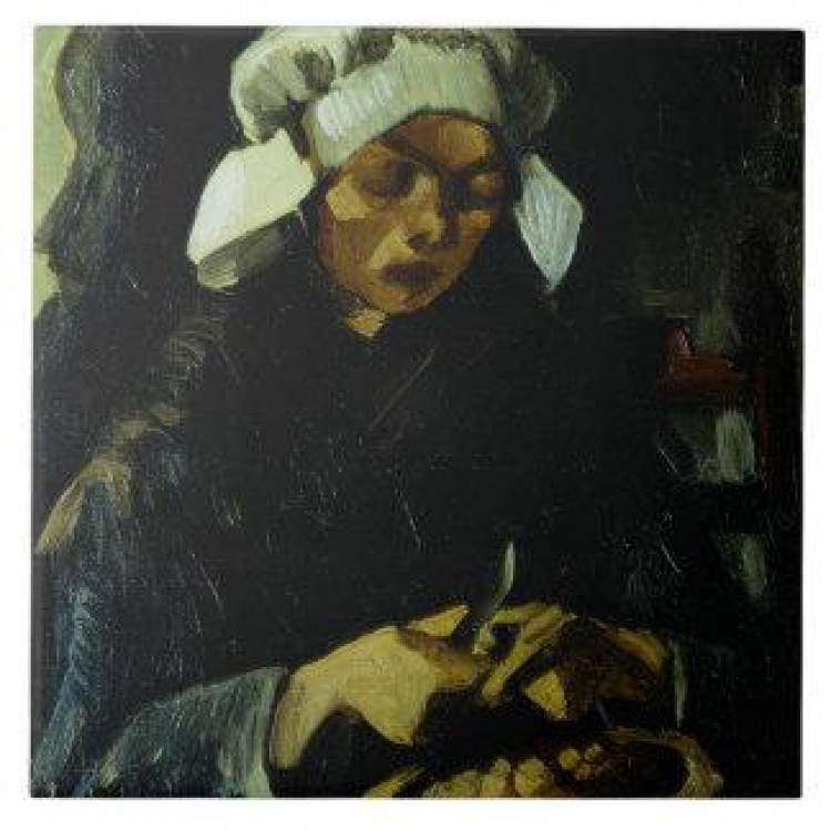 Schilderij Peasant of Neuen, Peeling Potatoes foto 1