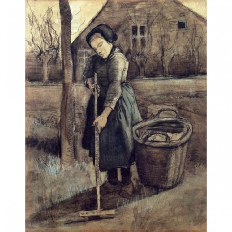 Schilderij Reproductie The Girl Raking foto 1