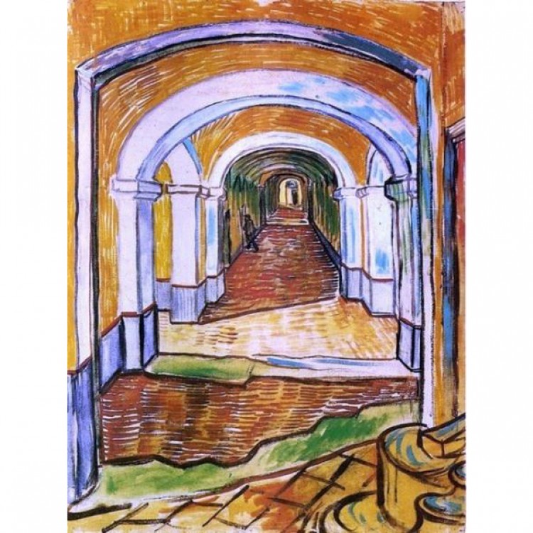 Schilderij  Reproductie Corridor in Saint-Paul Hospital foto 1
