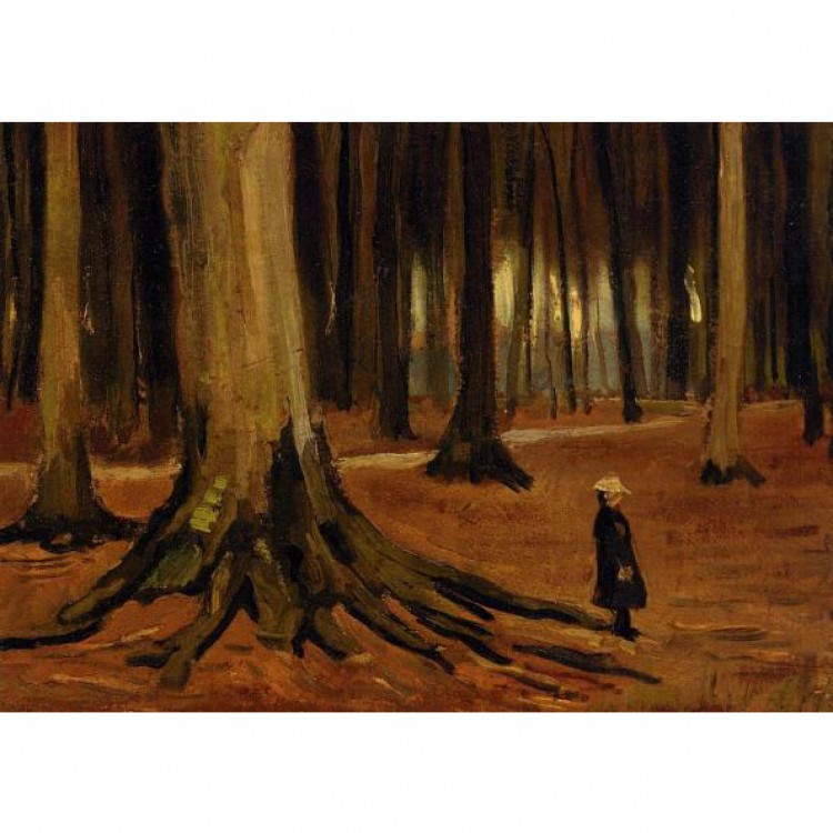 Reproductie schilderij Meisje in het bos foto 1