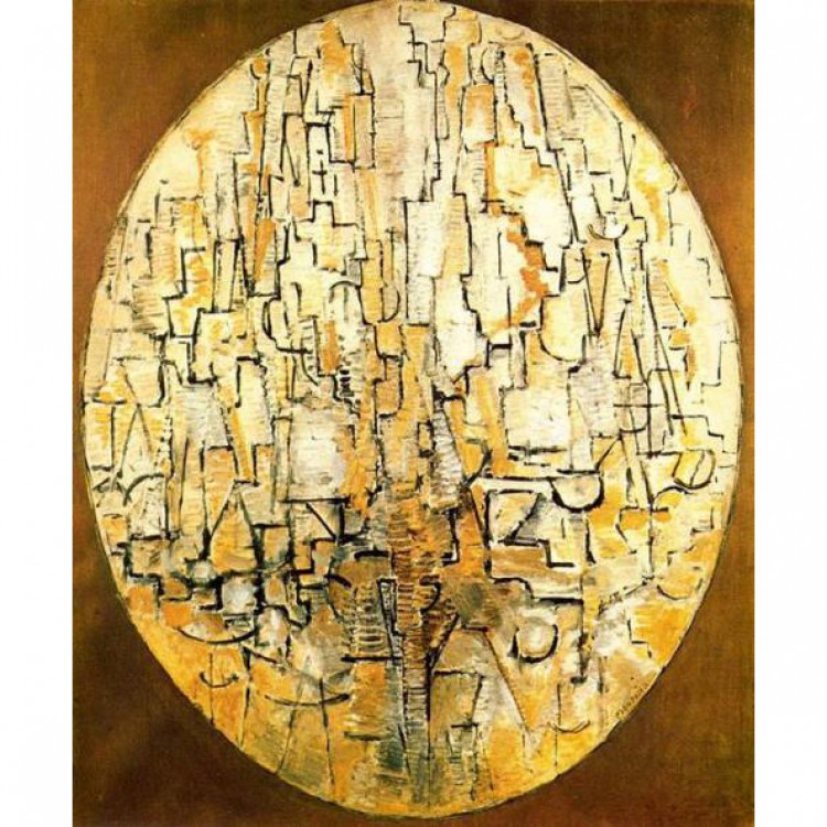 Schilderij oval composition trees foto 1