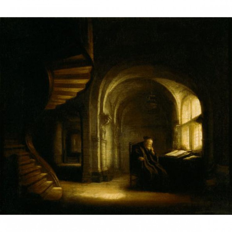 Schilderij Philosoph mit einem offenen Buch foto 1
