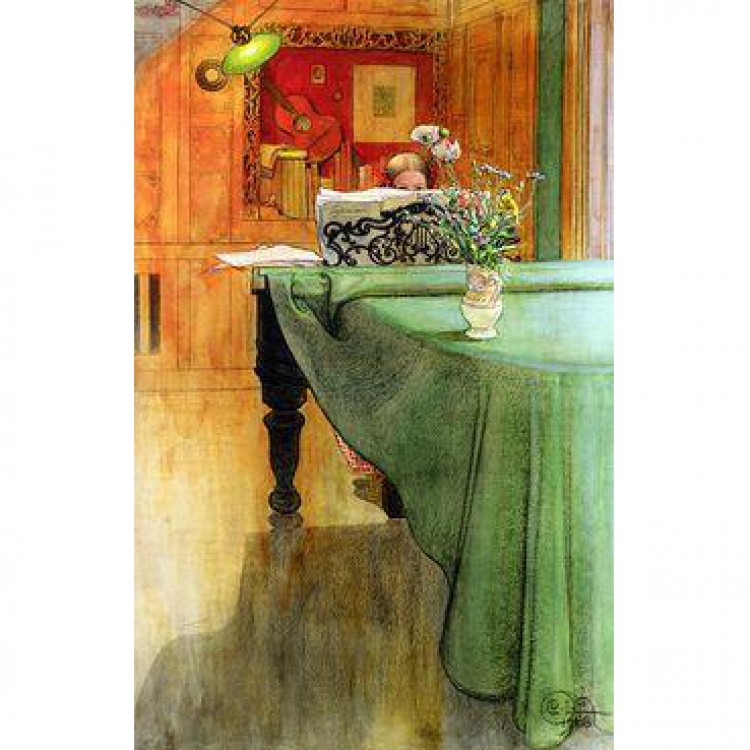 Schilderij Young Girl at Grand Piano foto 1