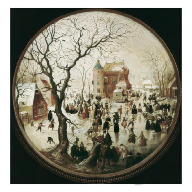 Schilderij A Winter Scene with Skaters Near a Castle foto 1