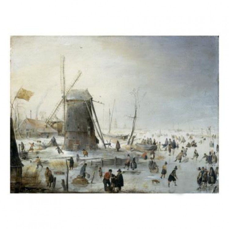 Schilderij A Winter's Landscape with Skaters foto 1