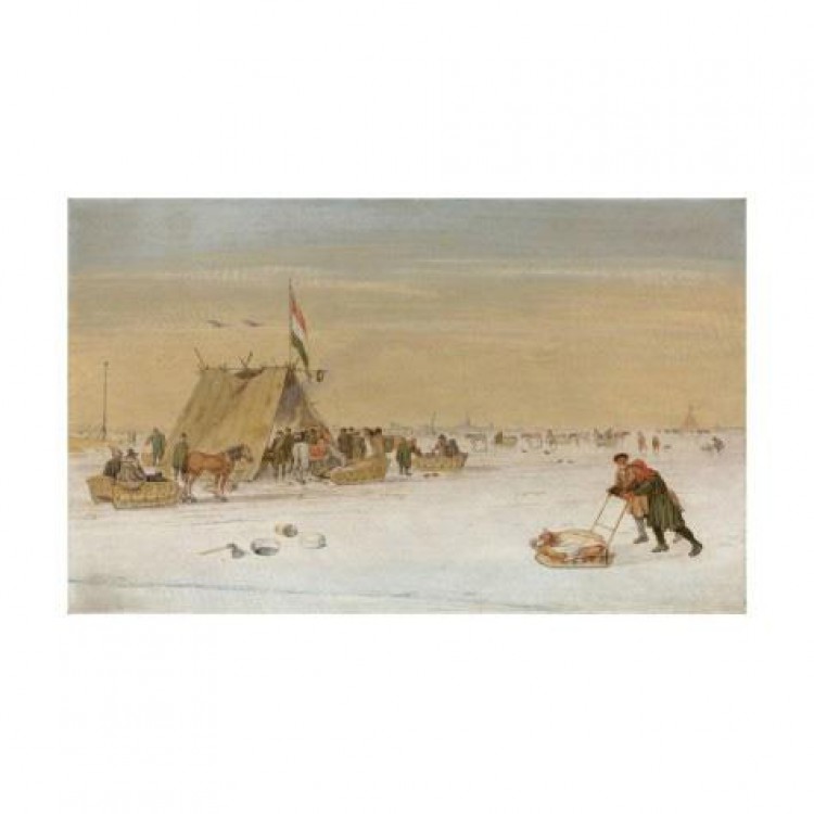 Schilderij A Winter Landscape with Figures on the Ice by a Koek-En-Zopie Tent foto 1