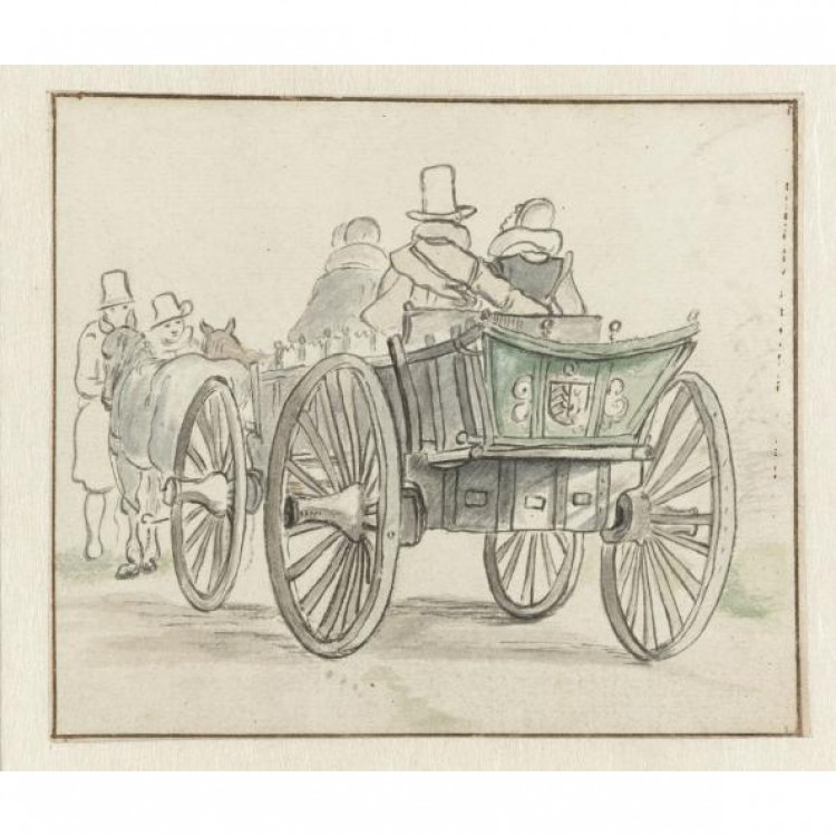 Schilderij Couple Enjoying the Ride of Cart foto 1
