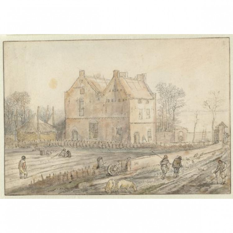 Schilderij Country House with Sower in the field foto 1