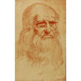 Olieverf schilderij zelfportret Leonardo da Vinci foto 1