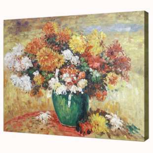 Olieverf schilderij Vaas met Bloemen foto 1