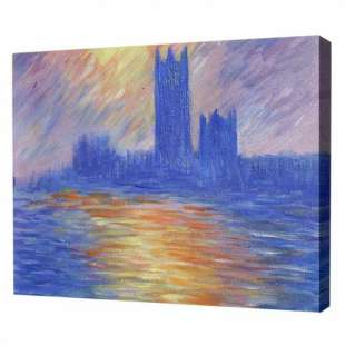 Olieverf schilderij Parliament in the Fog foto 1