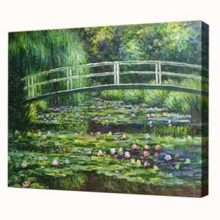 Olieverf schilderij Brug Water Lelies II foto 1