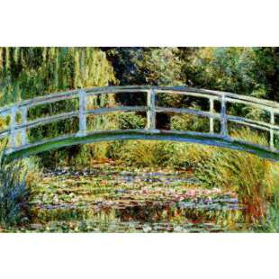Olieverf schilderij Brug Water Lelies III foto 1