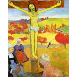 Olieverf schilderij Yellow Christ foto 1