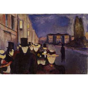 Schilderij Evening on Karl Johan street foto 1