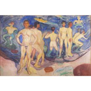 Olieverf schilderij Bathing men foto 1