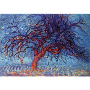 Olieverf schilderij The red tree foto 1