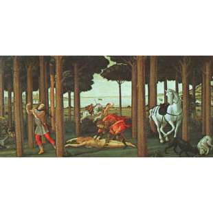 Schilderij Panel II of the story of Nastagio foto 1