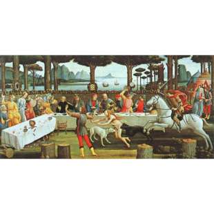 Schilderij Panel III of the story of Nastagio foto 1