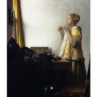 Schilderij Vrouw met parelsnoer foto 1