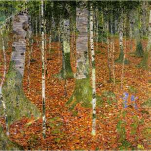Olieverf schilderij Birkenwald foto 1