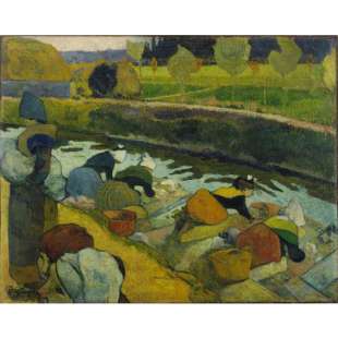Olieverf schilderij Washerwomen foto 1