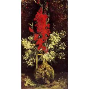 Schilderij Vase With Gladioli And Carnations foto 1