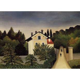 Schilderij Huis in buitenwijk Parijs foto 1