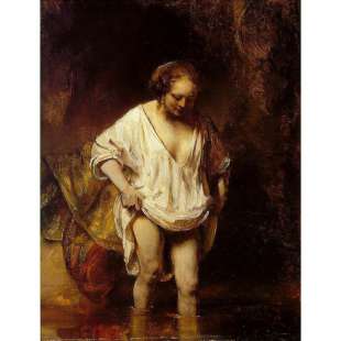 Olieverfschilderij badende vrouw foto 2