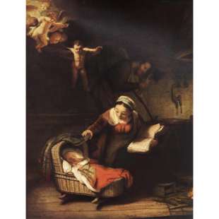 Schilderij De heilige familie met Engelen foto 1