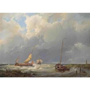 Olieverf schilderij vissersboten foto 1