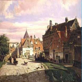 Olieverf Man met een kruiwagen foto 1